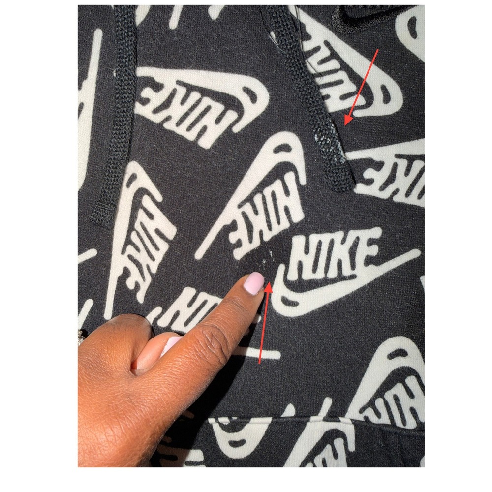 Nike All Over Logo Print Hoodie Black White‎ Men's Size XS - Picture 5 of 7